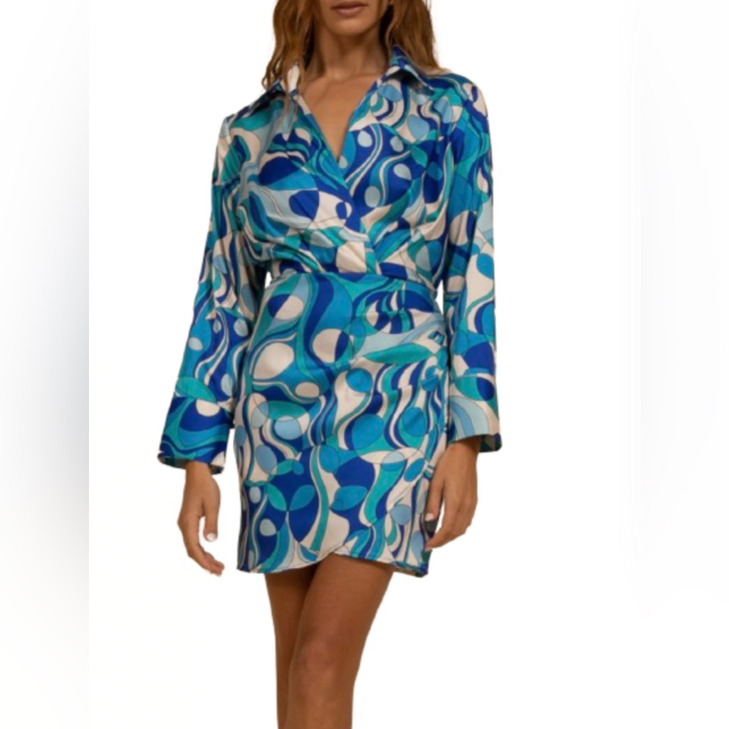 **Summer Clearance** Kasia Alya Blue Multicolor Wrap Dress Size Small Nwt